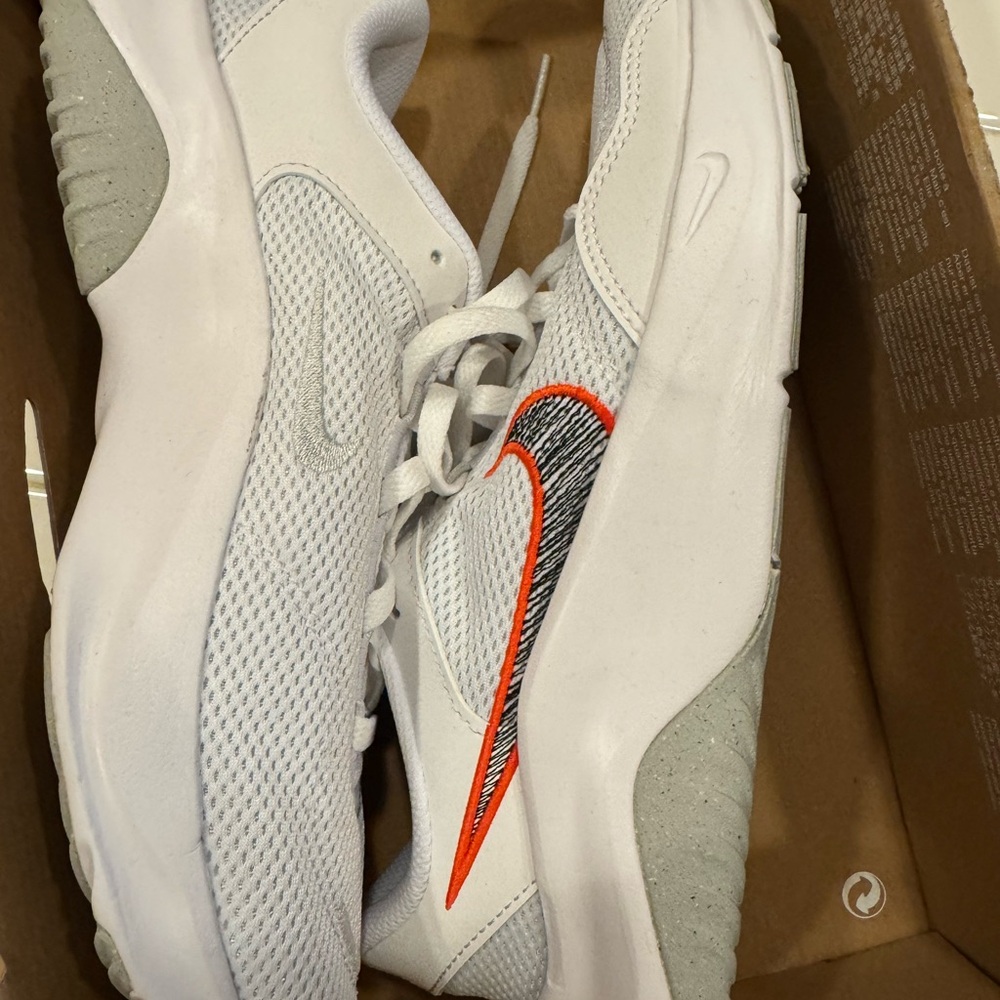 Brand New Nike White and Gray Athletic Shoes with Breathable Mesh